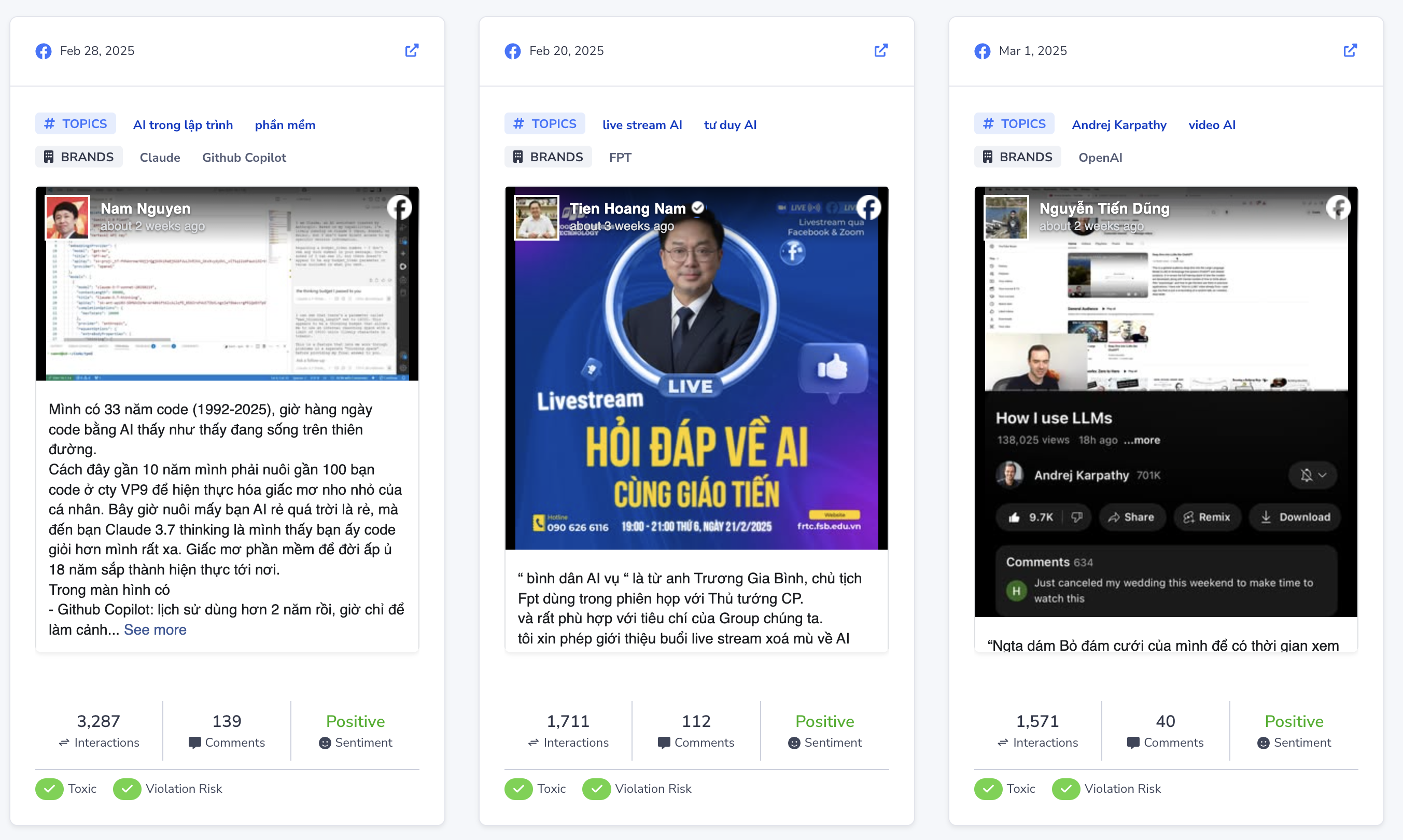 SocialOne Dashboard Phân Tích Nội Dung